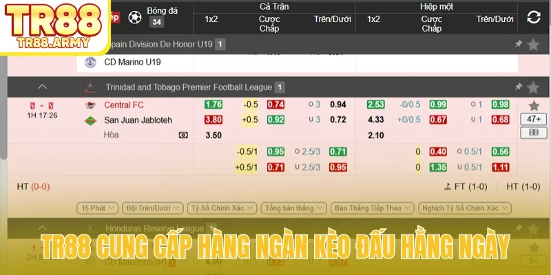 TR88 cung cấp hàng ngàn kèo đấu hằng ngày